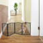 Barrière pour animaux de compagnie en bois brun foncé à arc - autoportante, pliable pour la maison crée une barrière vos animaux de compagnie dans les escaliers pliants économisent de l'espace et ont fière allure