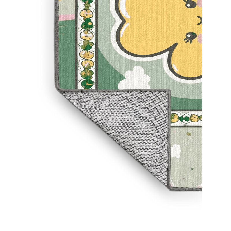The Holiday Aisle® Washable Saint Patrick's Day Clover Leprechaun Holiday Rug, Rectangle 2' x 4'