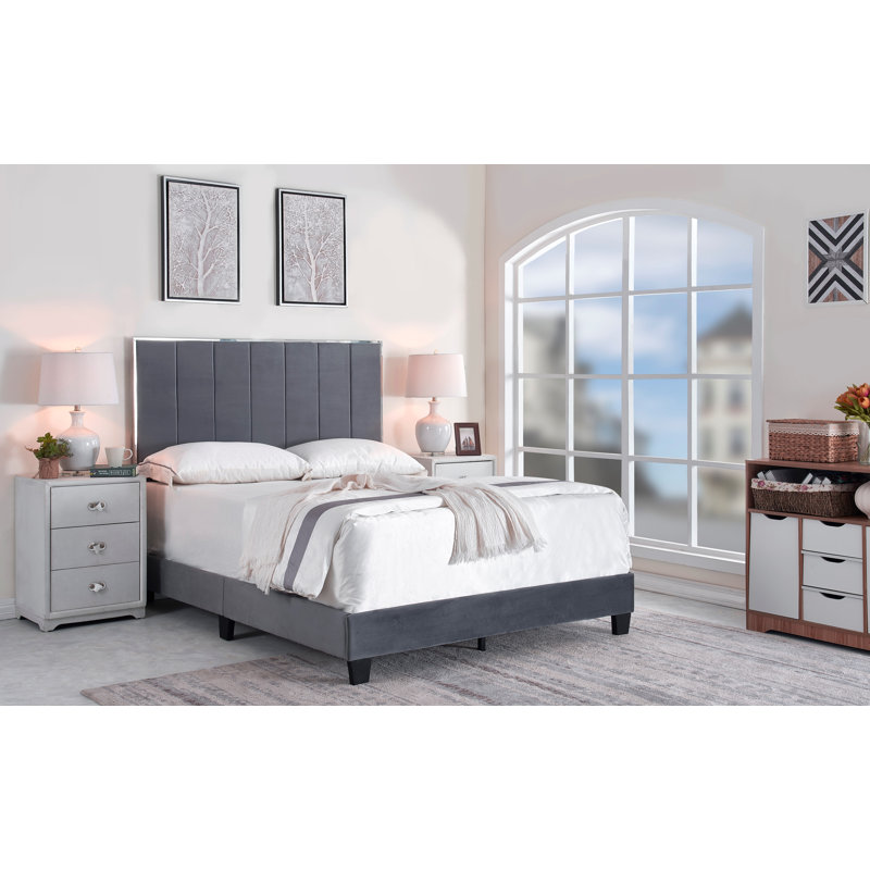 Kolin Upholstered Standard Bed, Gray, Full