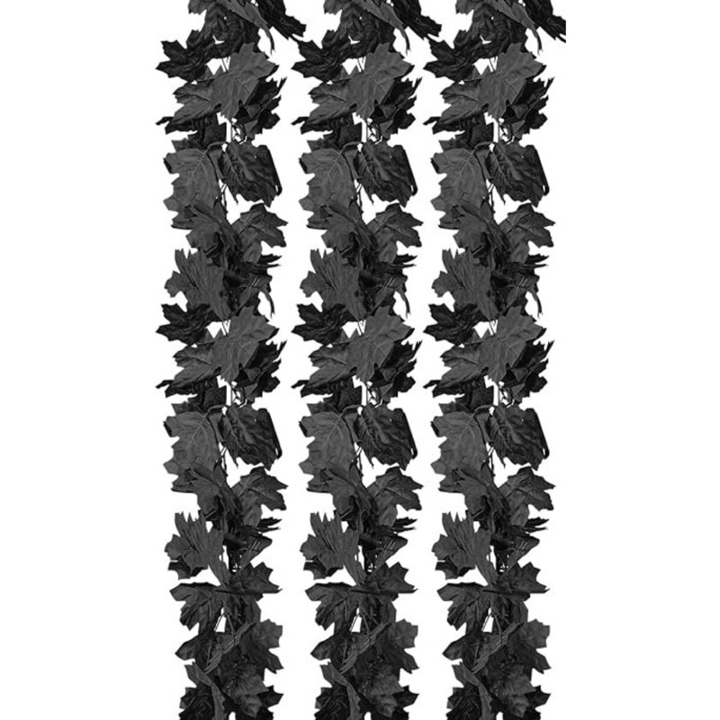 4 Pack Autumn Fall Maple Leaf Garland, 5.9Ft/Piece Artificial Autumn Garland Fall Leaves Hanging Vine Halloween Thanksgiving Decor for Home Fireplace Party (Black)