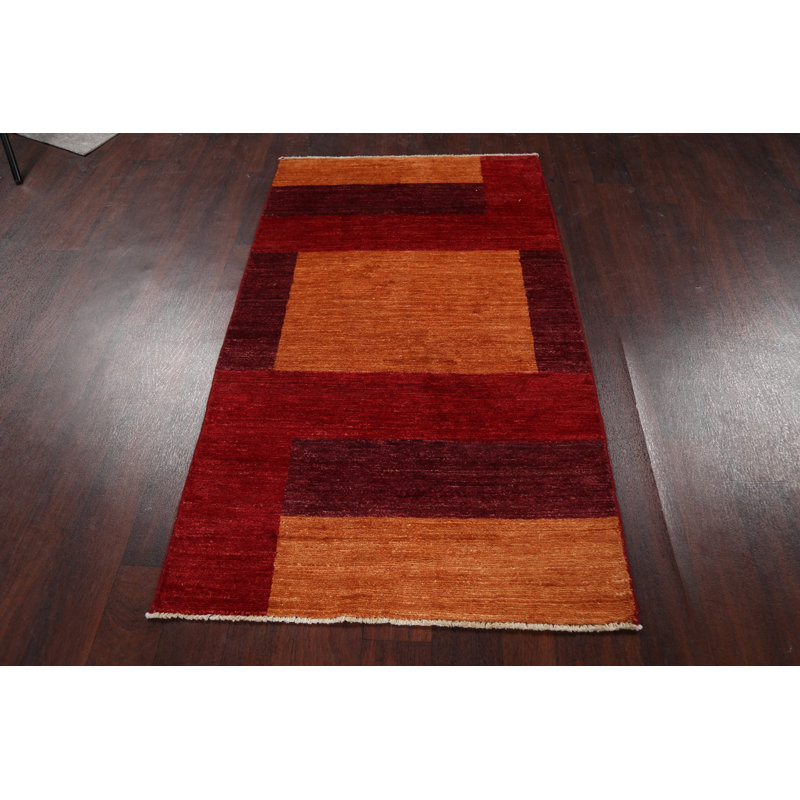 Tapis rouille en laine noué à la main de conception unique 3 pi x 5 pi 1 po New Age