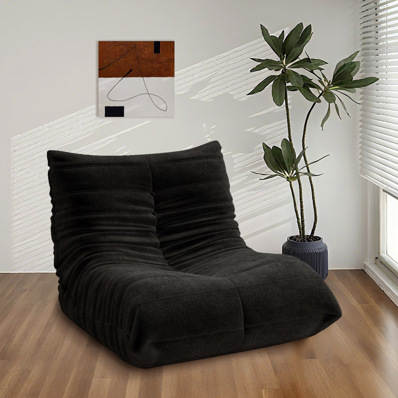 Fauteuil à billes, fauteuil surdimensionné confortable, canapé paresseux, canapé simple ergonomique avec tissu doux pour le salon, noir