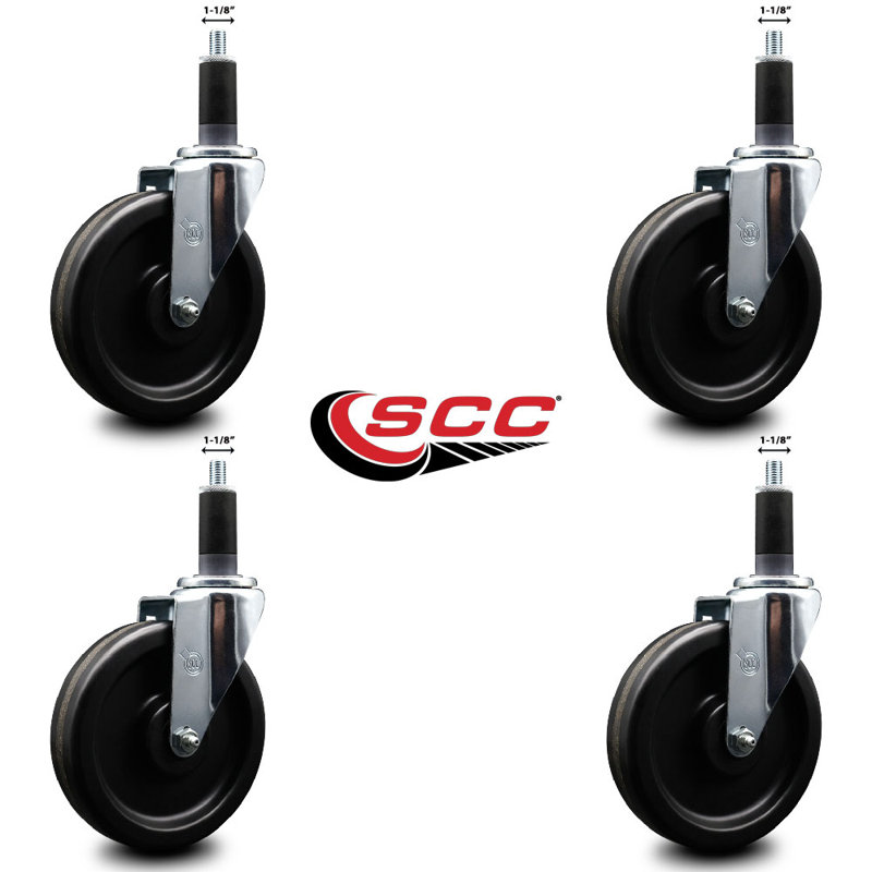 Phenolic Wheel Swivel 1-1/8 Inch Expanding Stem Caster Set SCC