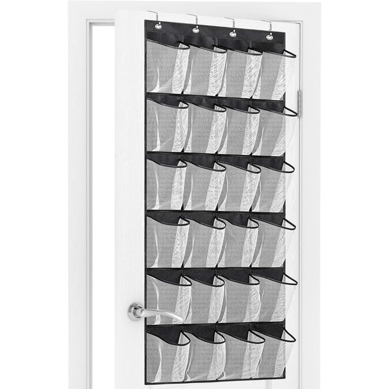 24 Pair Hanging Shoe Organizer, Black