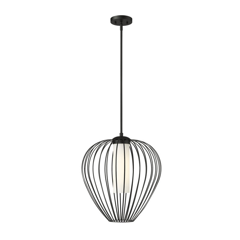 Burakcan 1 - Light White Single Pendant, Matte Black, 100.5" H x 18" W x 18" D
