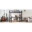 Lit mezzanine avec bureau en noir - Luminaire de chambre à coucher confortable, structure en métal et tablette-274779470-274779471