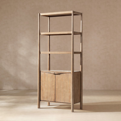 Sabbagh 86" Reclaimed Wood Bookcase with Lower Cabinet