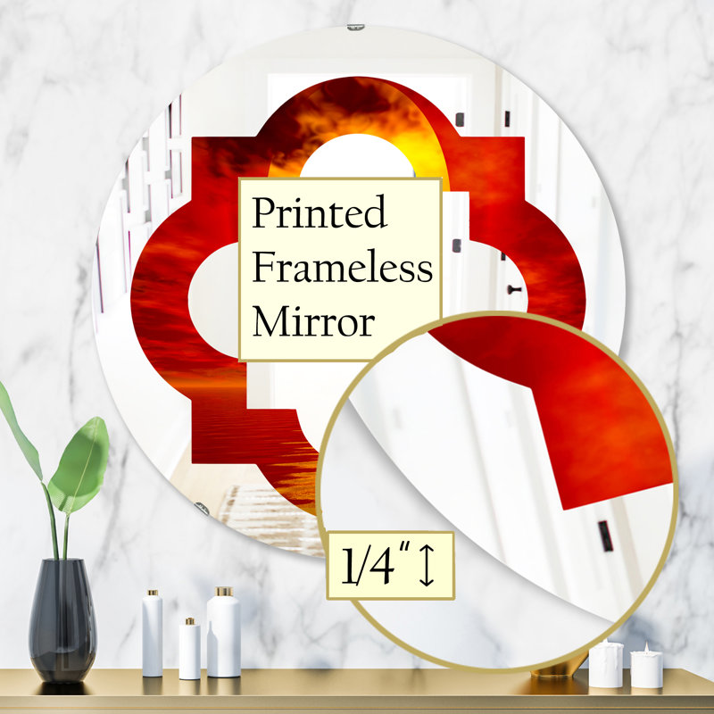 Miroir mural éclectique quadrilobe, H 31,5 po x l po