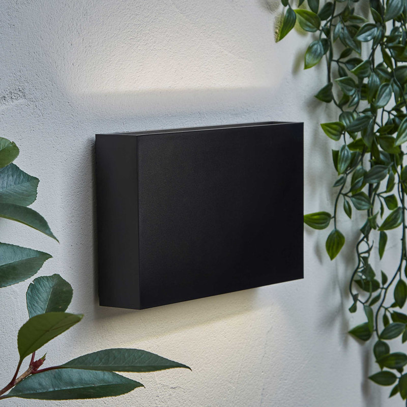 Matte Black Integrated LED Outdoor Sconce, Up/Down, 12.5cm H x 20cm W x 3.9cm D