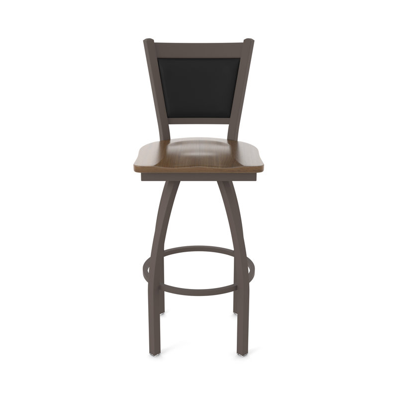 Tabouret pivotant Hadleigh, Érable foncé, Bronze, Tabouret de bar (siège d’une hauteur de 30 po)
