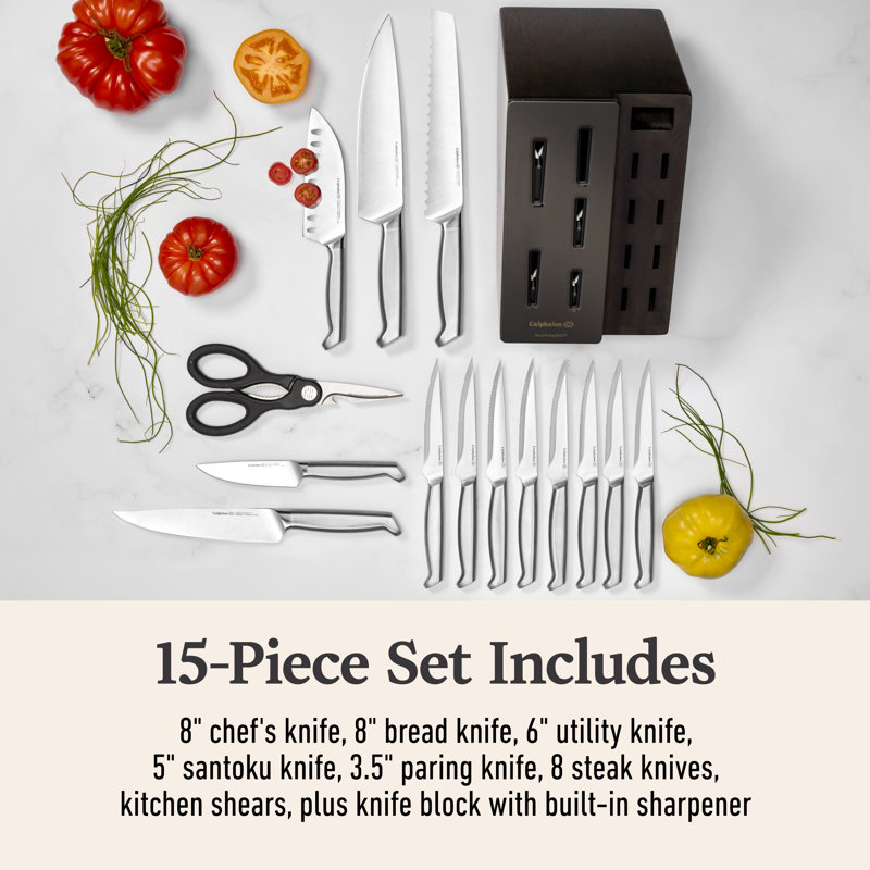 Premier by Calphalon  15-Piece Knife Set with SharpIN EdgeTech, Stainless Steel Handles