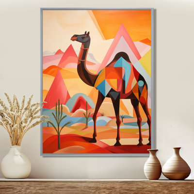 Chameau dans un paysage de désert du Sahara coloré I - décoration murale animal chameau