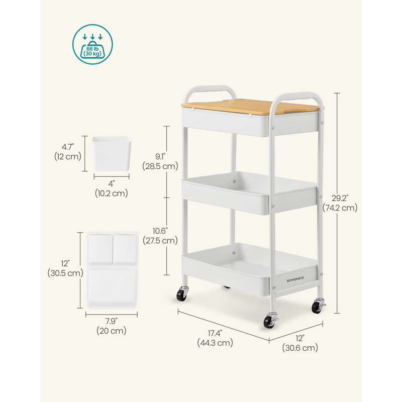 Sekhar Kitchen Cart, White
