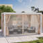 Pergola d'extérieur en aluminium à persiennes avec toit et rideaux réglables-98125122-98125123