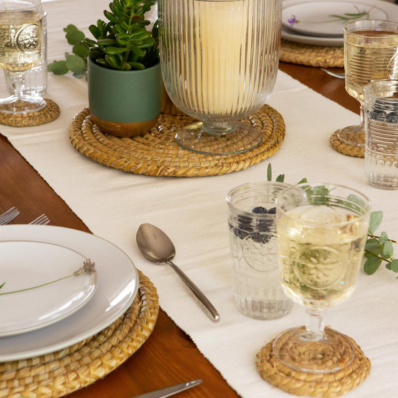 Argon Tableware - 10cm Woven Palm Leaf Coasters - Set of 6