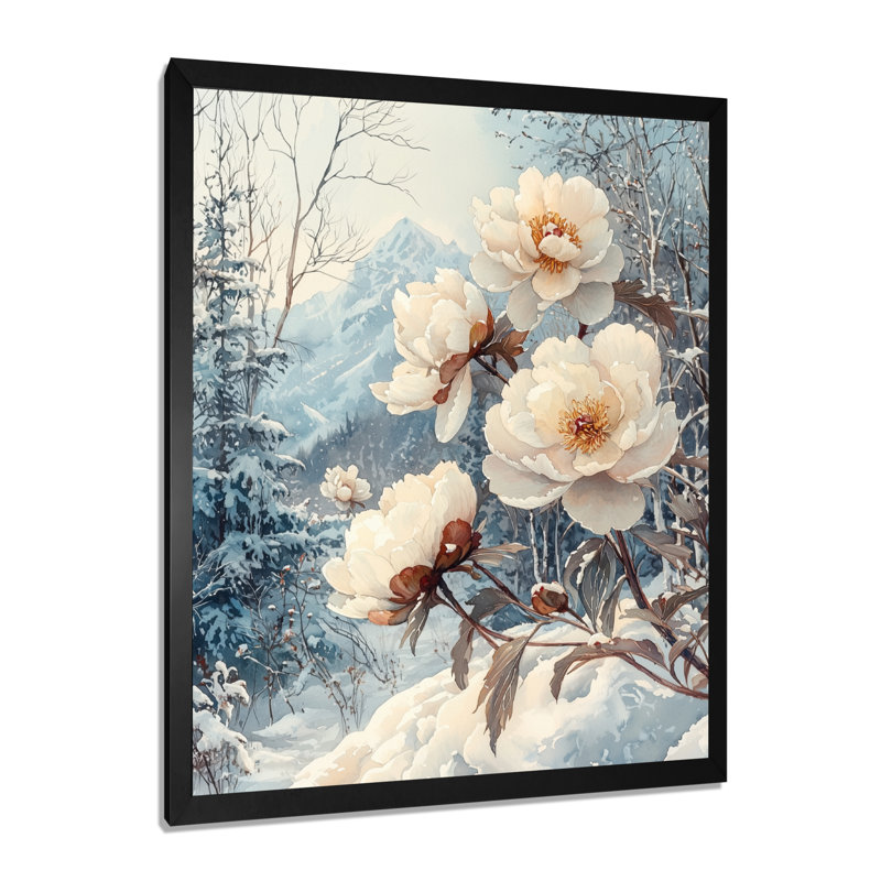 Berkley - Floral Wall Art Living Room, H 20 po x l 12 po, Picture Framed, Noir, noir, noir, noir