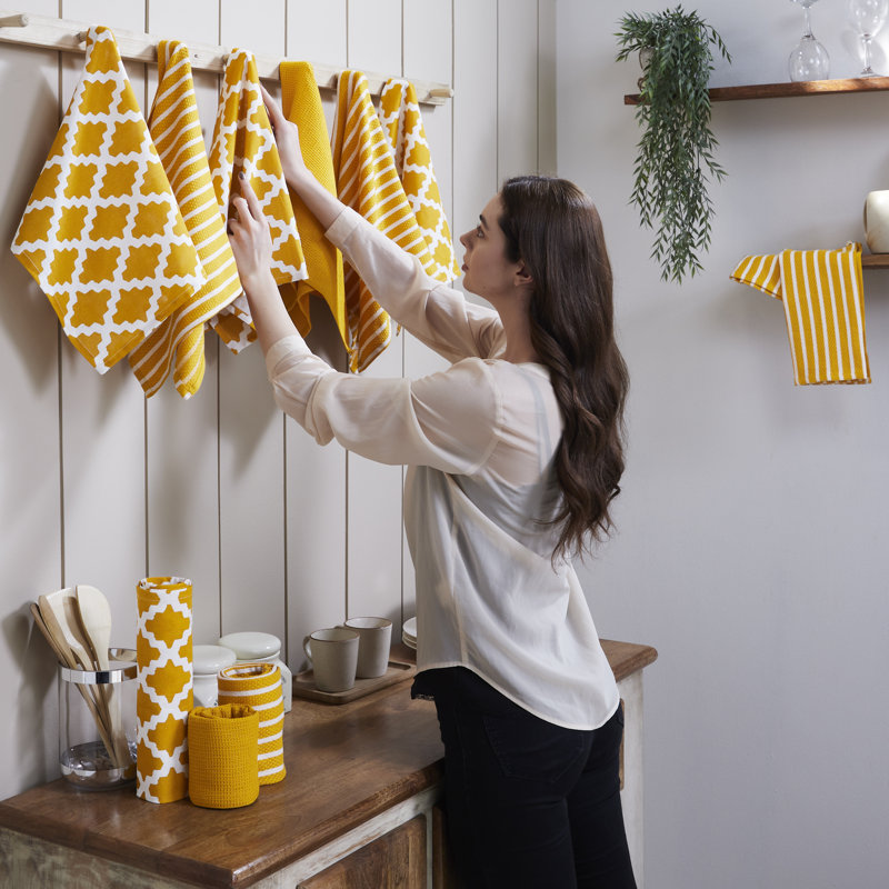 Stripe Jacquard Tea Towel Kitchen Towel, Yellow