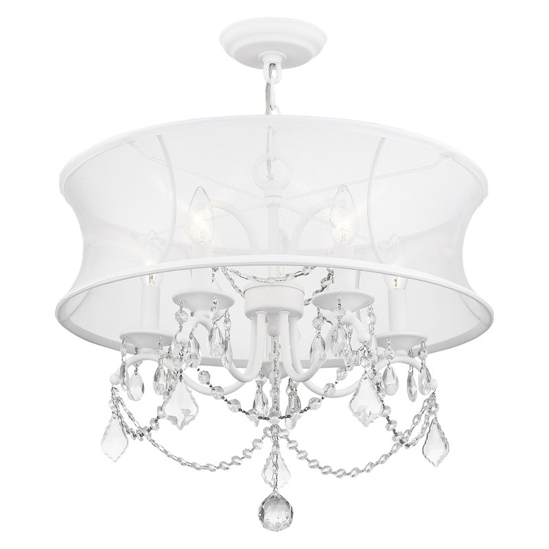 Widner Steel Dimmable Drum Chandelier, 18.5" H x 20" W x 20" D, White