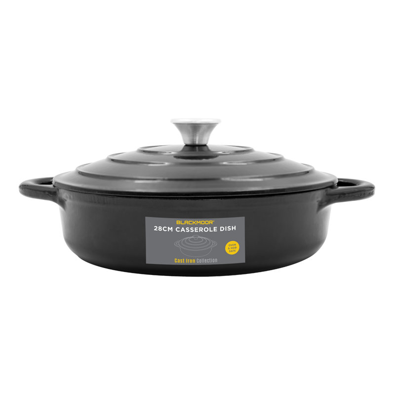 Blackmoor 2.5L Non-Stick Cast Iron Round Dutch Oven, Black, 33