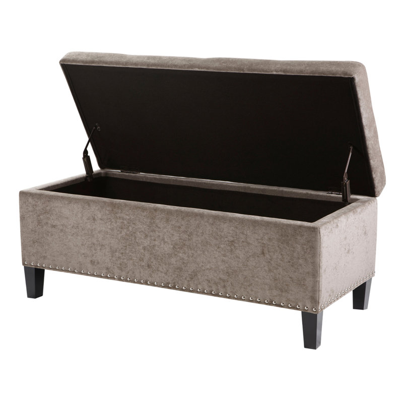 High Capacity 400 Lbs Storage Bench With Cushion And Interior Space Stylish Hidden Leg Structure, Taupe
