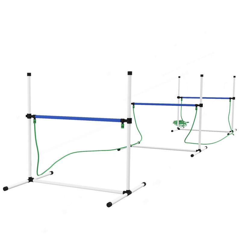 Ensemble 3 pièces d'équipement de dressage d'agilité pour chien, ensemble d'agilité pour chien avec haies à hauteur réglable, tube de jet d'eau, sifflet, sac de transport, blanc