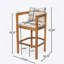 Tabouret d'extérieur en bois de teck avec coussin beige, ensemble de 2-2059313447