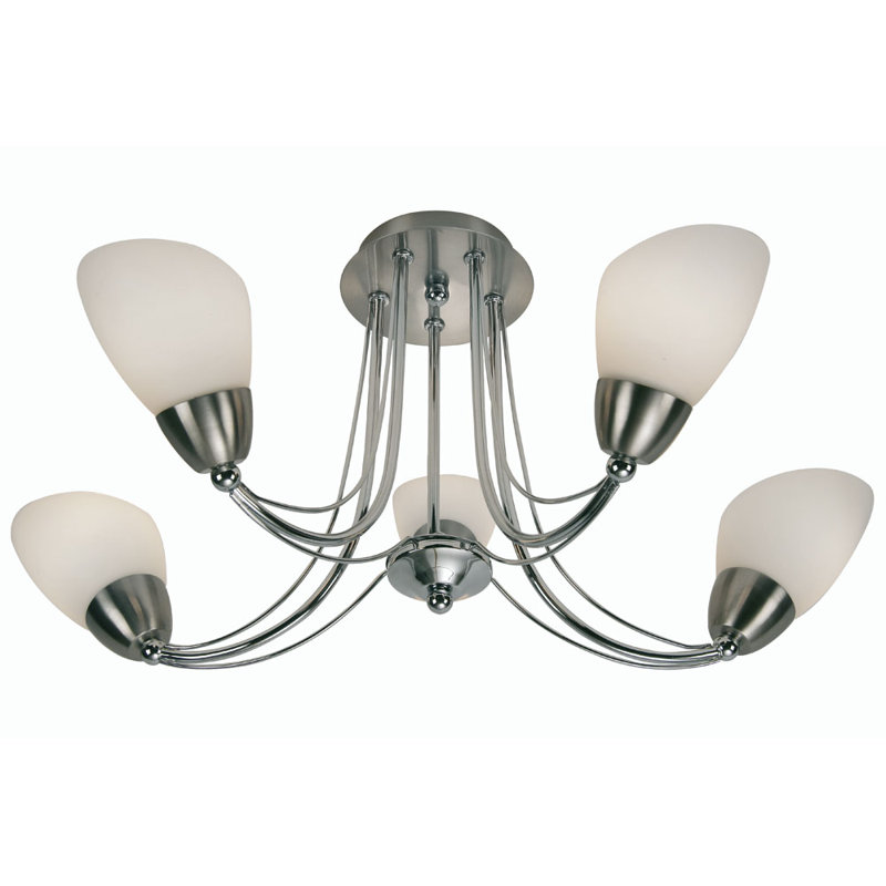 Magnolia Frosted Glass Semi Flush Mount, Polish Chrome
