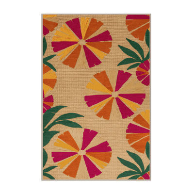 Washable Geometric Flowers Hawaiian Area Rug