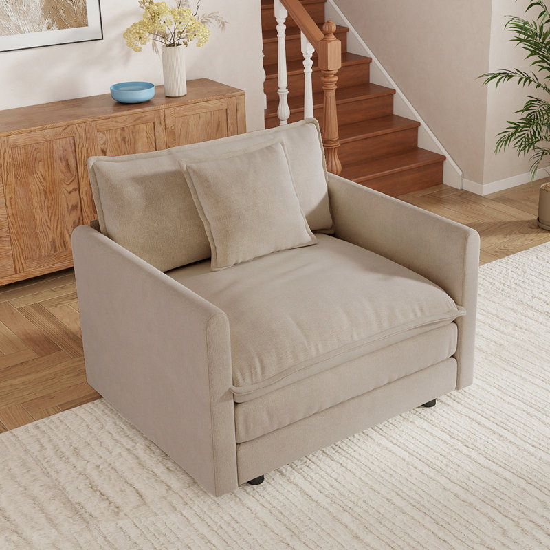Fauteuil rembourré, canapé en tissu de chenille, pour le salon , Chenille café clair