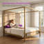 Lit à baldaquin grand / très grand en métal avec lin \ Tête de lit tapissier en velours-129132387-129132389-129132391