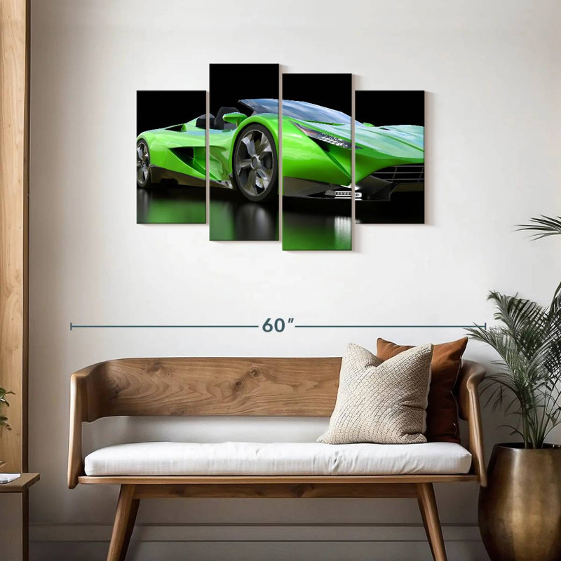 Voiture de sport verte Mehar, H 27 po x l 43 po