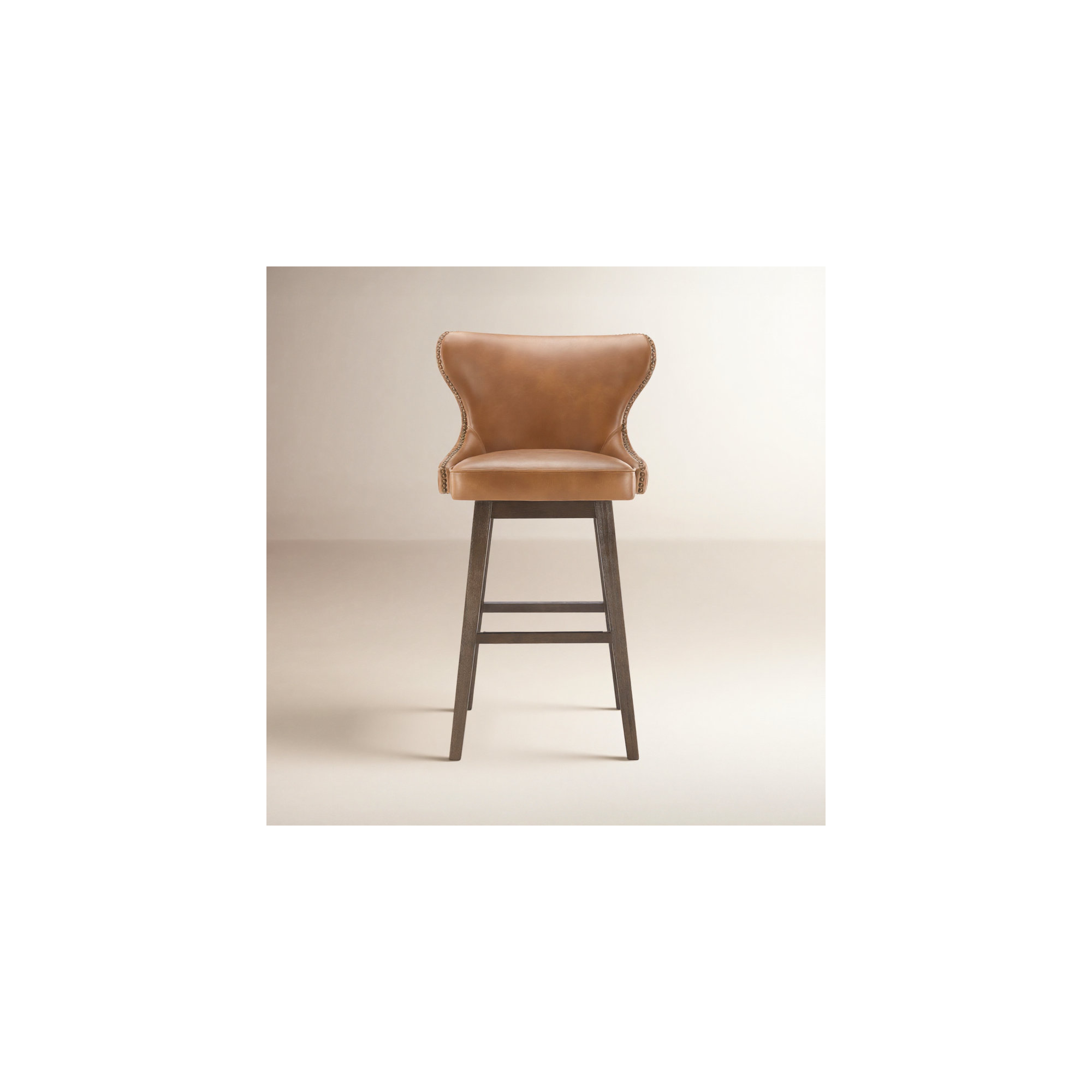 Caraline Leather Swivel Stool, Wax Brown Faux Leather, Bar Stool ( 30" Seat Height)