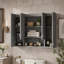 Armoire de salle de bain moderne avec 5 tablettes réglables, armoire à pharmacie murale, charnières à fermeture douce, étagère ouverte-133694723