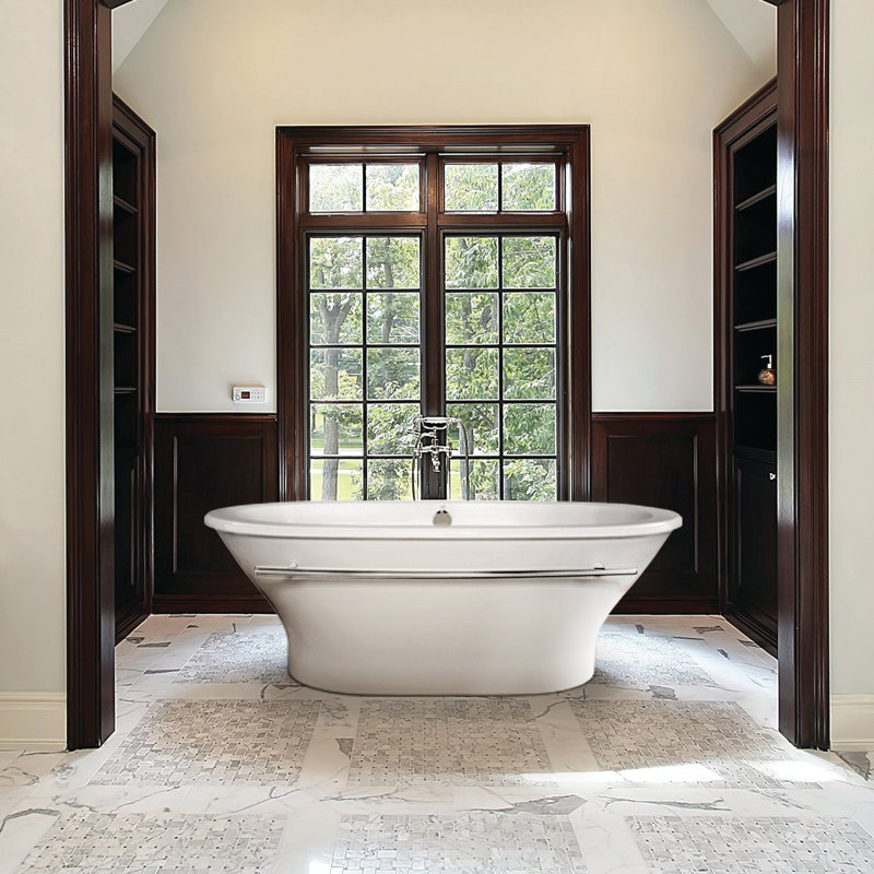 Kellie 70'' L Freestanding Air Bathtub, Polished Chrome