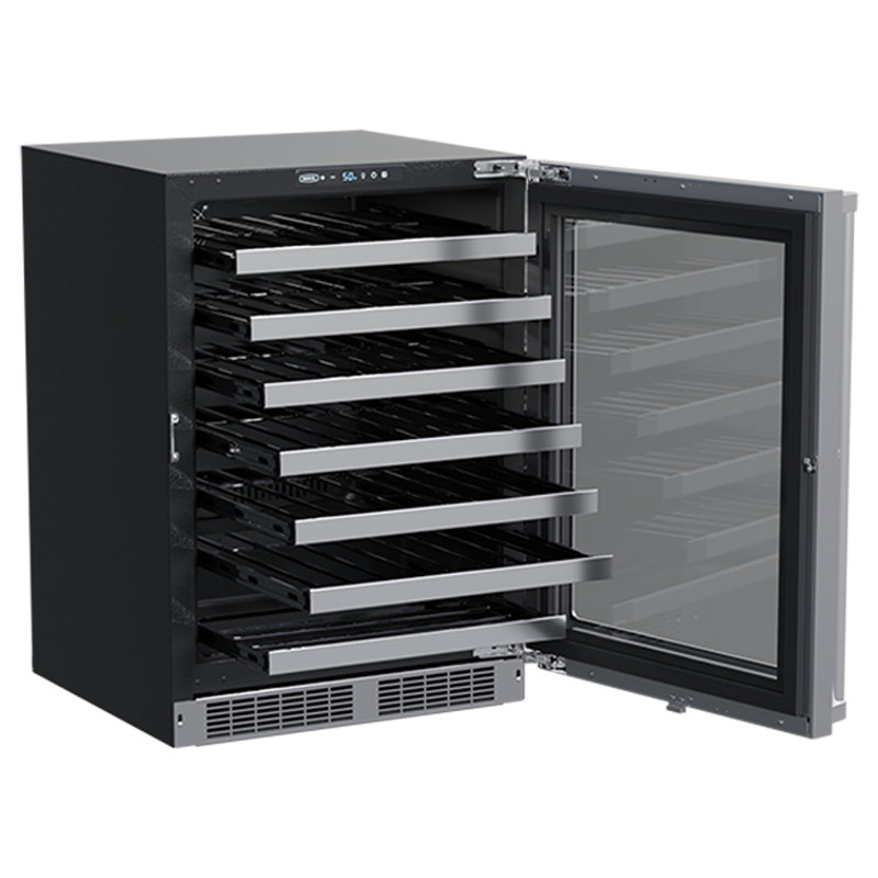 23.88'' 48 Bottle Single Zone Built-in Wine Refrigerator with Stainless Steel Frame Glass Door