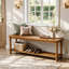 Banc d'entrée en bois massif de 160 cm (63 po), banc de rangement pour chaussures de style champêtre avec 4 pieds robustes pour l'entrée