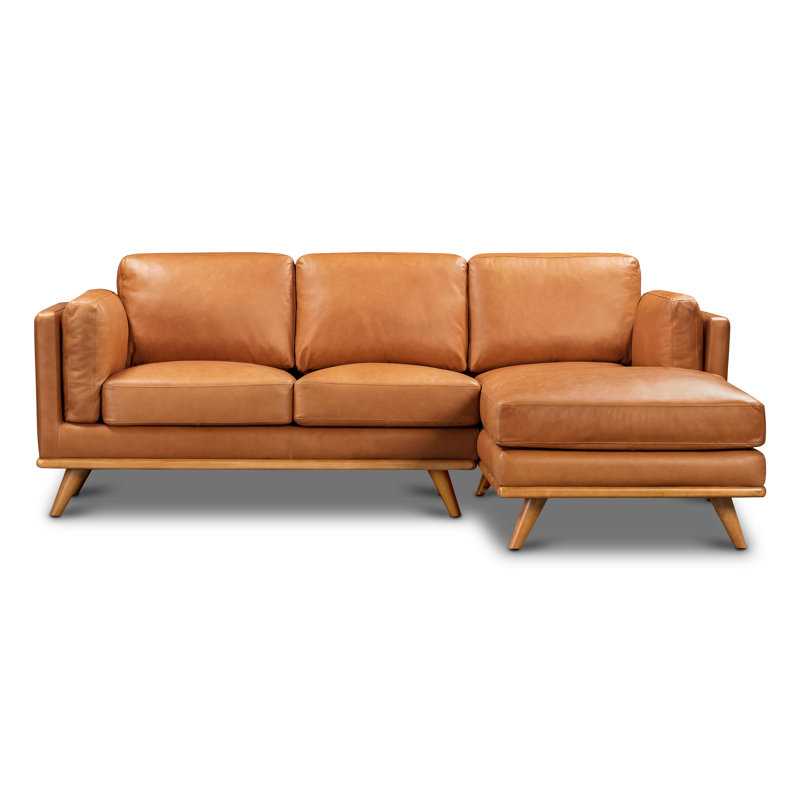 Cadiz 90" Full-Grain Genuine Italian Leather Sectional Sofa, Right Hand Facing