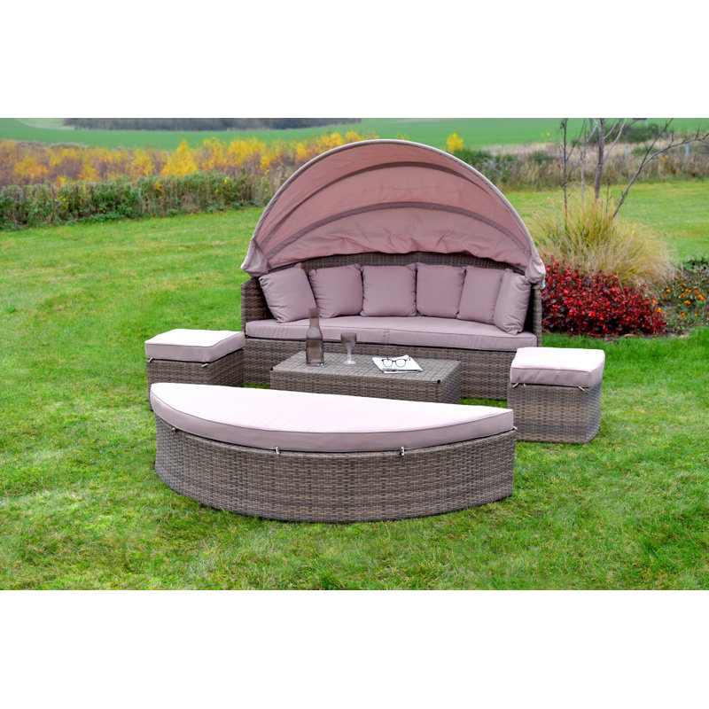 Kollett 183cm Wide Metal Patio Daybed with Cushions