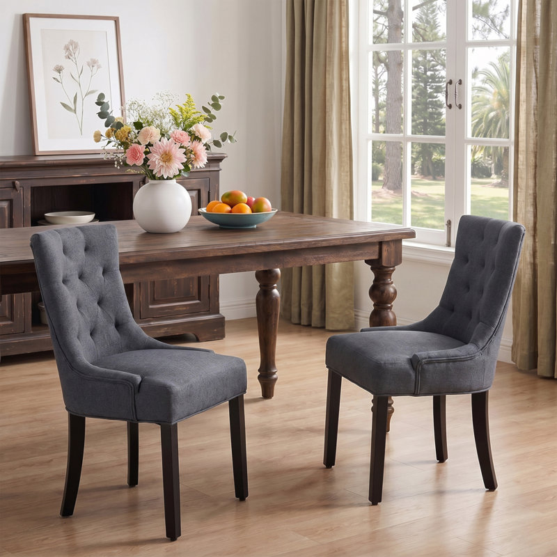 Chaise de salle à manger capitonnée Modern, Brun, Brun