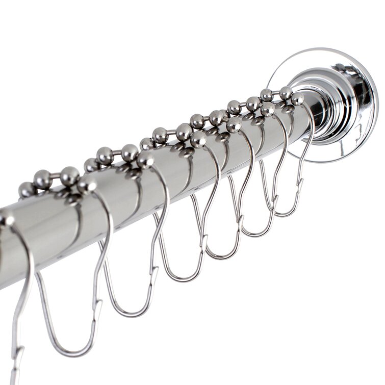 Kingston Brass Edenscape Adjustable Straight Fixed Shower Curtain Rod and Hook Set Finish: Chrome