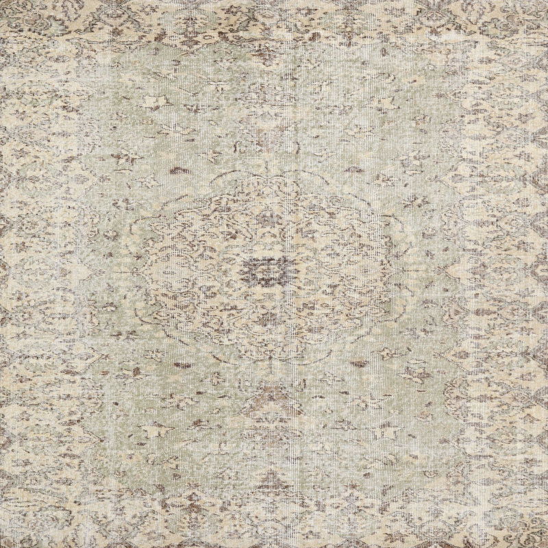 Tapis traditionnel beige / gris, Rond 7 pi