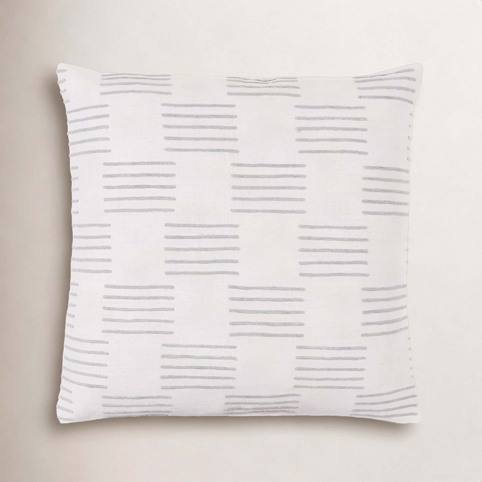 Layten Geometric Cotton Throw Pillow, Off-White, 22" x 22", Polyester/Polyfill