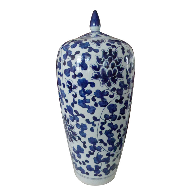Grand pot à lis bleu et blanc