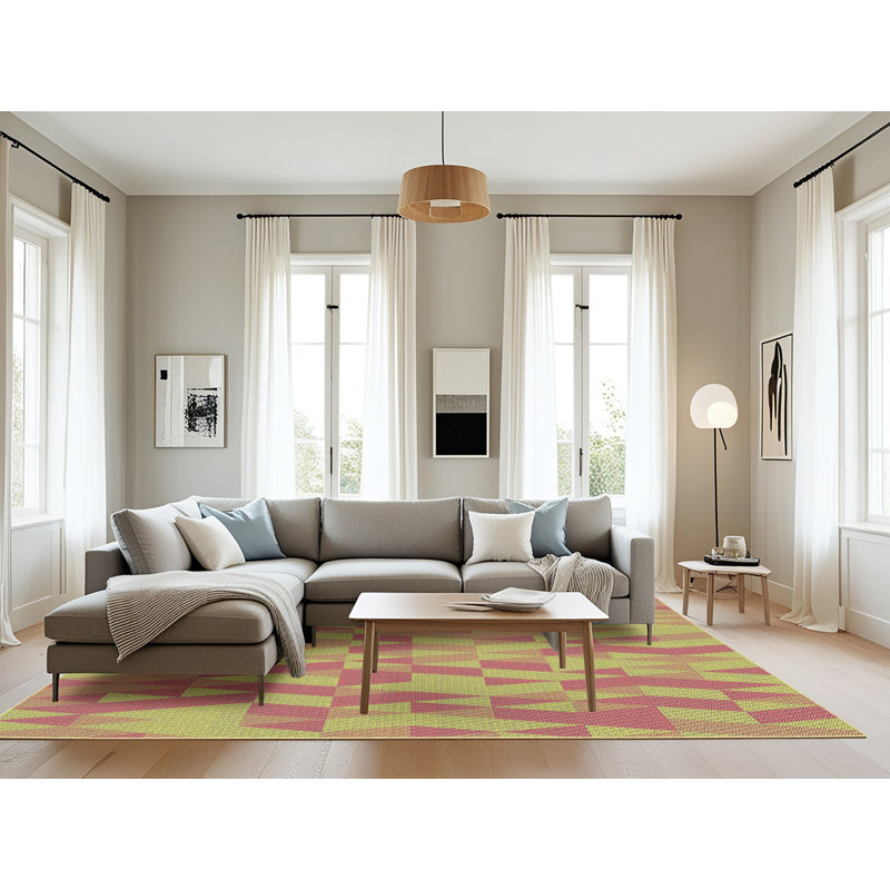 Tapis jaune géométrique, Rectangle 8 pi x 10 pi