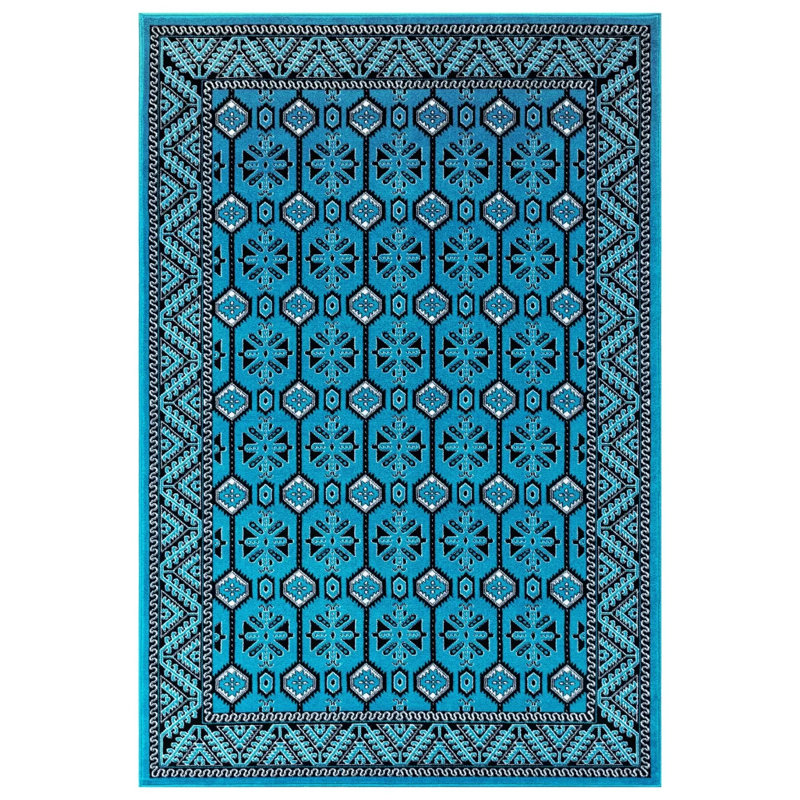 Oriental Area Rug, Emerald, Rectangle 60 x 110 cm