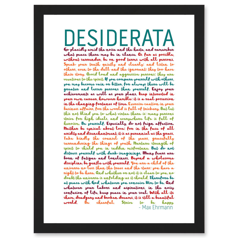 Desiderata Rainbow Words Mav Ehrmann - Single Picture Frame Painting