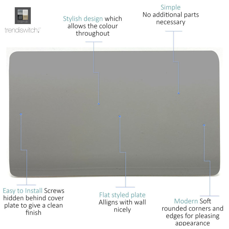 Trendi Switch Double Blanking Plate, Light Grey