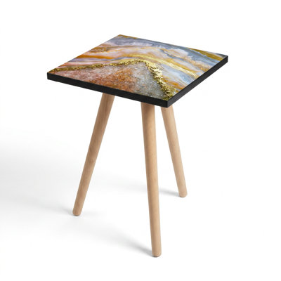 Gilded Geode Abstract Side Table