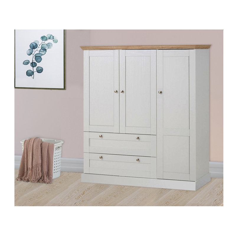 Susy 3 Door Manufactured Wood Wardrobe, White/Oak