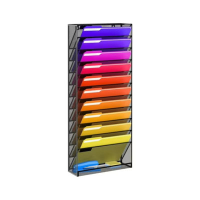 15-Tier Metal Hanging File Organizer Wall File Holder, Wall Organizer For Papers, Folders, Magazines, Office Organization